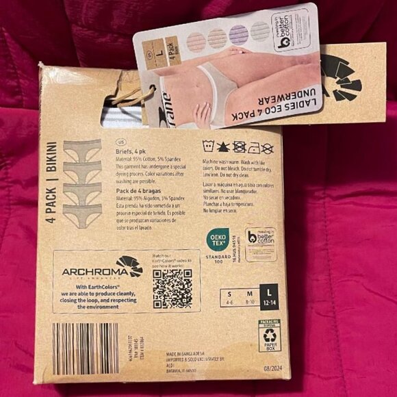 BRAND NEW ~ CRANE ~ 4 PACK ~ LADIES ECO BIKINI UNDERWEAR UNDIES ~ SIZE L / LARGE - Picture 14 of 16